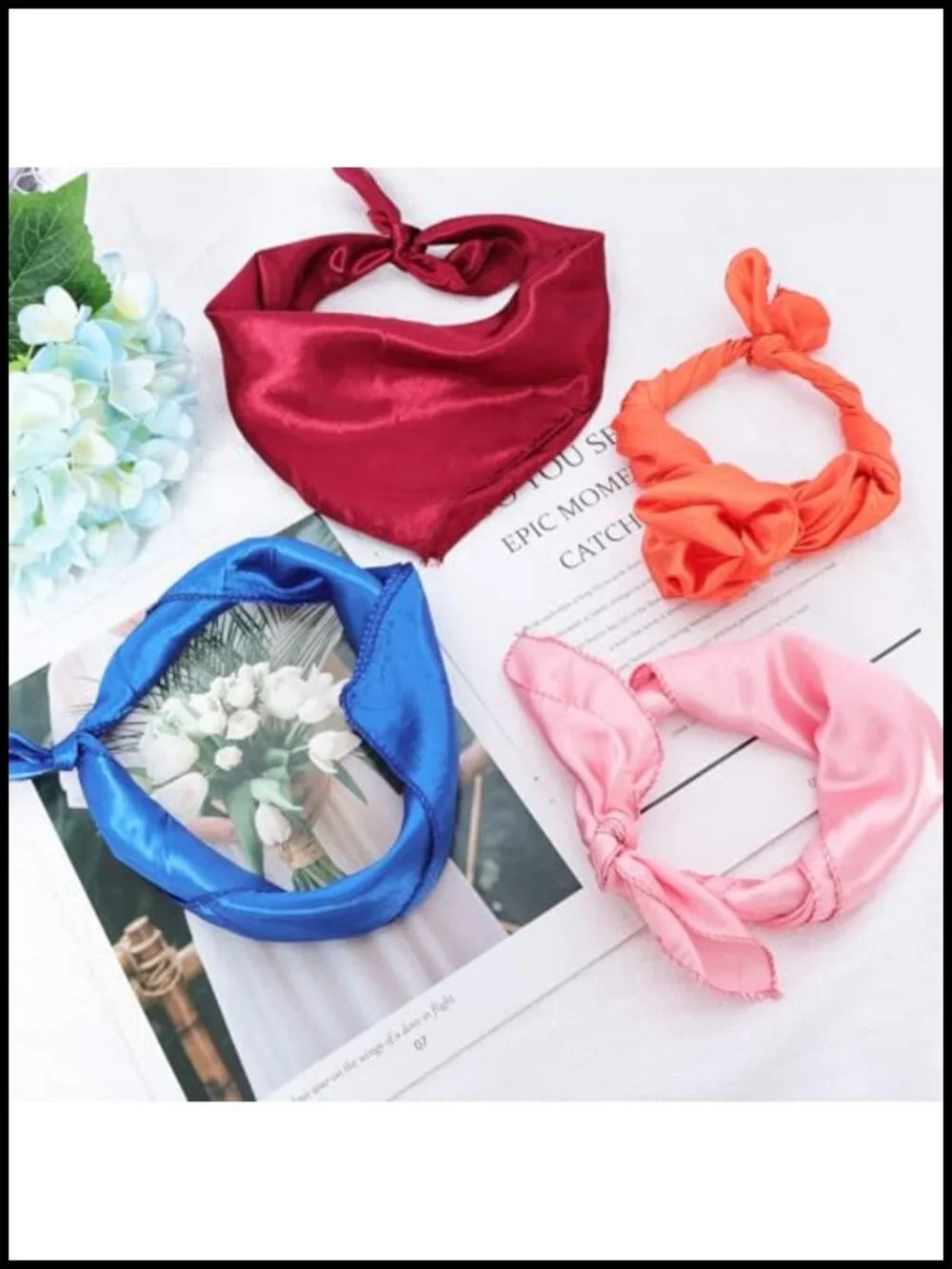 15 Pcs Womens Square Neck Scarf Mixed Solid Color Retro Satin Scarves Head